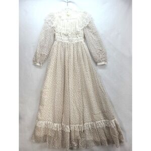 Gunne Sax Ivory Floral Prairie Maxi Dress